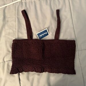 Brown/Purple Corduroy Smocked Tube Top